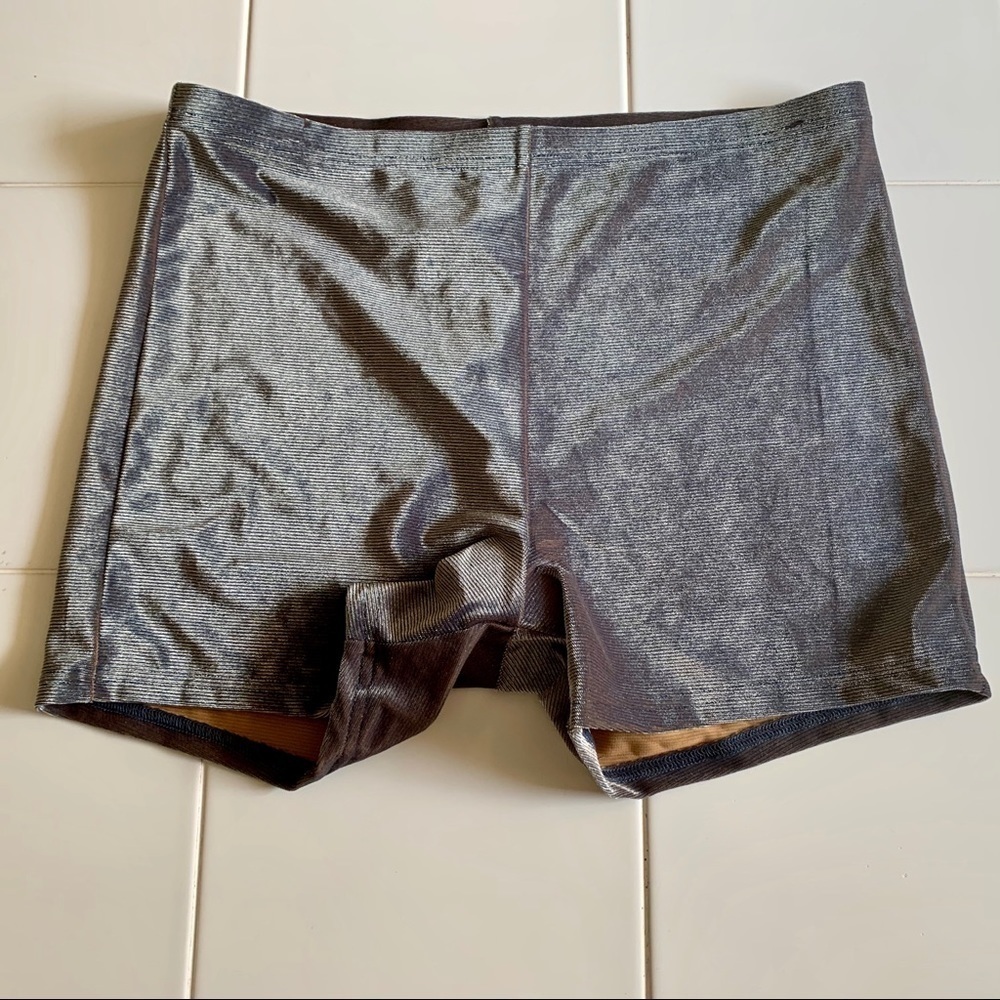 TOPSHOP Gray Velour Swim Bicycle Shorts